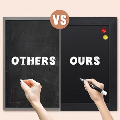 SELEAD Magnetic Chalkboard Words Sign - 20" x 30", Black Solid Wood Frame - color: All Black, size: 20"W x 30"H