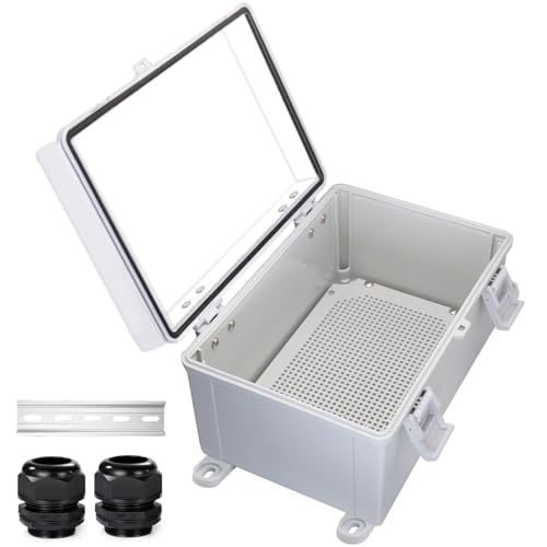 Waterproof Electrical Box Dustproof Junction Box Weatherproof IP67 ABS Plastic Enclosure Switch Router Project Box with Mounting Plate with Wall Bracket 2 Cable Glands Clear 11.8"x7.9"x6.7" - color: Clear, size: 11.8" x 7.9" x 6.7" 1pc