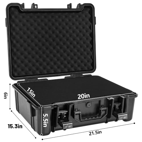 Hard Carrying Case,Shockproof Storage Box with Customizable Foam,Portable Protective Tool Box for Microphone,Recorder,Electronics,Tools,Cameras,Equipment and More, 21.5" x 15.3" x 6" - size: 21.5" x 15.3" x 6"