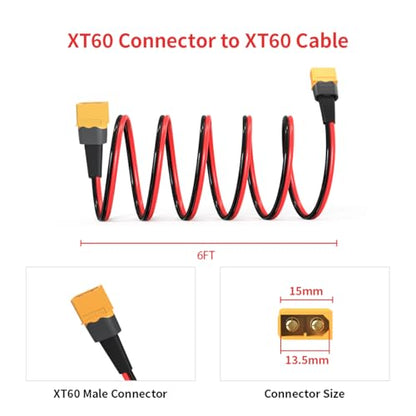 ELFCULB XT60 Male to Male Extension Cable 10AWG 6FT for Power Use - color: 10AWG XT60 Male to Male, size: 6FT
