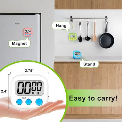 Digital Timer for Kids Teacher Supplies Classroom Timer for Study Learning Management Kitchen Work Exercise-4Pack Pink Blue Green White - color: Pink Blue Green White
