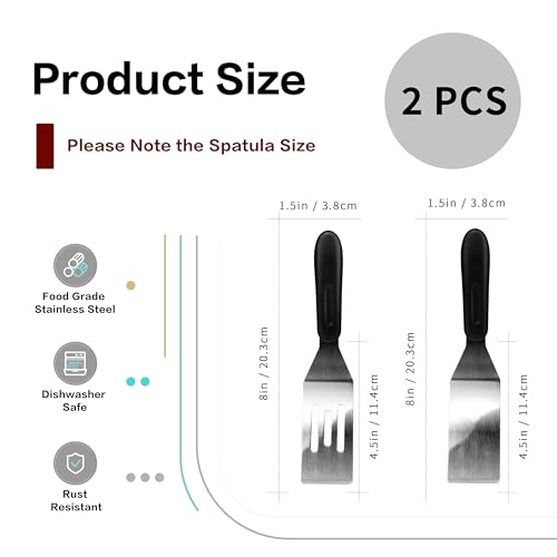 Small Spatula Mini Stainless Steel Serving Metal Spatula Set of 2 - color: Metal Small 2 PCS
