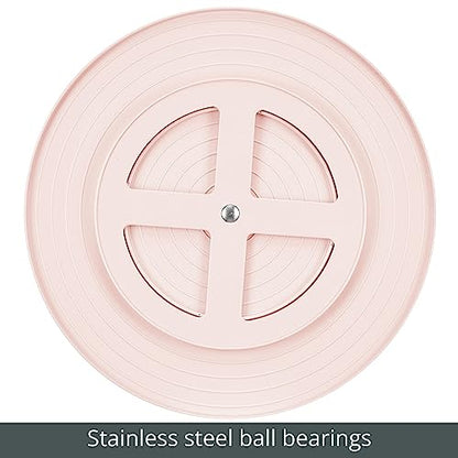 mDesign Plastic Lazy Susan Round Turntable Storage Tray - Rotating Organizer for Makeup, Cosmetics, Nail Polish, Vitamins, Shaving Kits, Hair Spray, Medical Supplies, First Aid - Light Pink/Blush