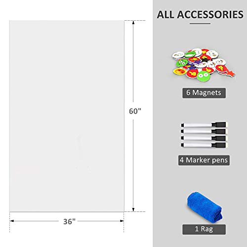 ZHIDIAN Magnetic Whiteboard Sticker for Wall/Door, 60" x 36" Large Self Adhesive White Board Wallpaper, Whiteboard Contact Paper, Large Dry Erase Sheet/Film for Office/Home/School - size: 60"W x 36"H