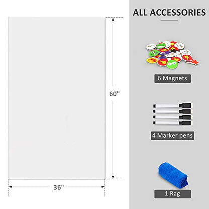 ZHIDIAN Magnetic Whiteboard Sticker for Wall/Door, 60" x 36" Large Self Adhesive White Board Wallpaper, Whiteboard Contact Paper, Large Dry Erase Sheet/Film for Office/Home/School - size: 60"W x 36"H