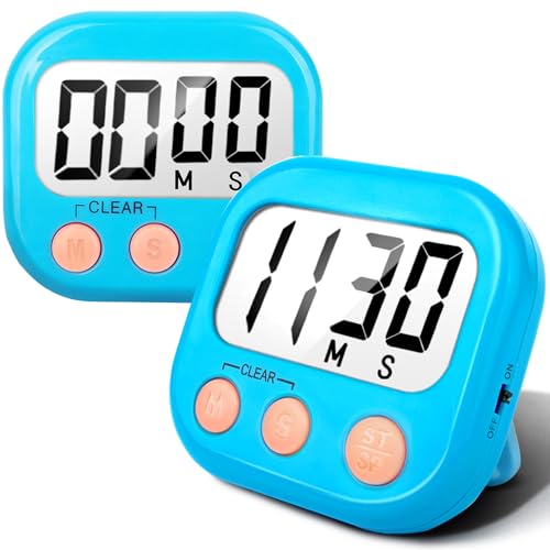 AOUCE Digital Kitchen Timers for Cooking, Timer for Kids 2 Pack Blue - color: Blue