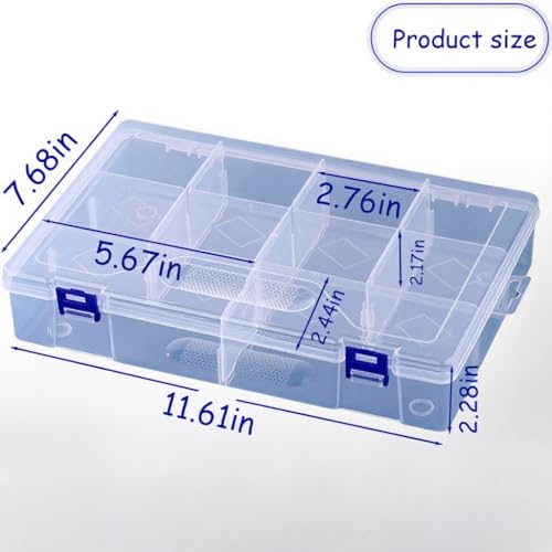 3pcs Clear Storage Small Parts Organizer Box Storage Bin With Dividers Multi Compartment for Beads Art DIY Tackle Box Organizer (CM-10 compartments) - color: 10 compartments