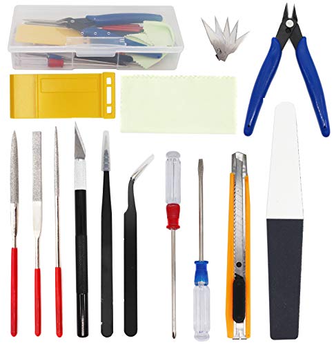 18pcs Crafts Basic Model Tool Kit, Hobby Building Tools Set with Hobby Clippers Model Tweezers for Plastic Model Car Dollhouse