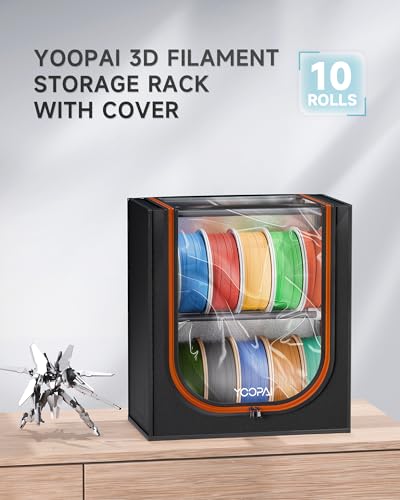 YOOPAI 3D Printer Filament Storage Box – 2 Tier Filament Storage Rack with Fabric Cover, Holds Up to 12 Rolls 1KG – 3D Filament Storage Organizer for Home, Workshop & Studio - size: Farbric Cover-10 Rolls