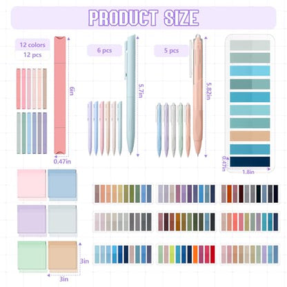 135 Pcs Book Annotation Kit Aesthetic Pencil Case Bag 12 Highlighter 11 Gel Pen 1 Marker 300 Sheet Transparent Sticky Notes Pad 2640 Index Stickers Bible Study Supplies(Kawaii,Purple) - color: Purple, style: Kawaii