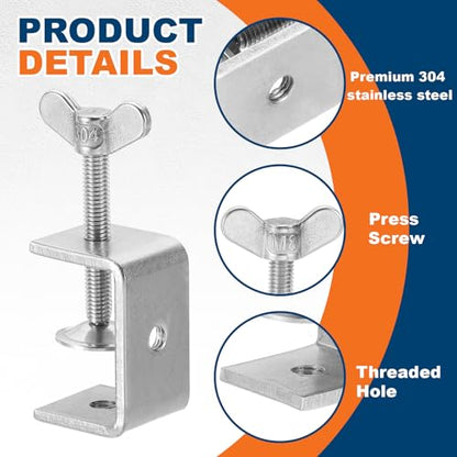 HARFINGTON 2Pcs 304 Stainless Steel C Clamps 45mm Square Mini Tiger Clamp - size: 45mm
