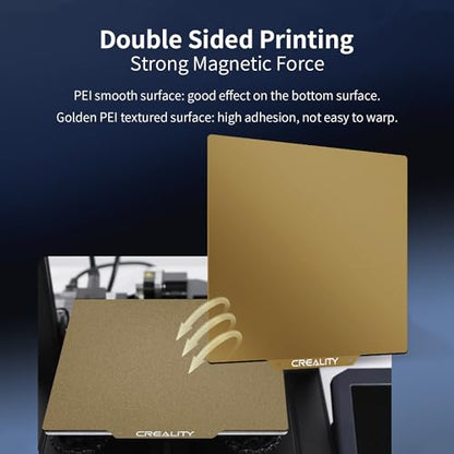 Creality Official Ender 3 Build Plate, 235x235mm Double-Sided Magnetic Bed Plate Textured+Smooth Surface Flexible Removable Printing Platform for Ender 3/3 V2/3 Pro/3 S1/3 S1 Pro/3 V3 SE, K1C, K1 SE - style: Smooth+Textured Gold