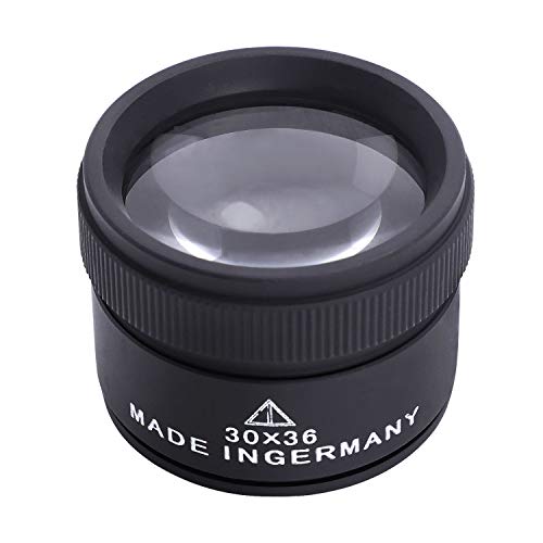 Portable 30X Pocket Magnifier with 2 Lens High Clear Reading Magnifying Glass for Reading, Inspection, Jewelry, Coins, Hobby, Travel - color: Zinc Alloy