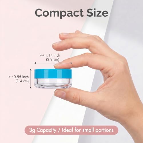 3 Gram Sample Containers 100 Count Empty Lip Balm Containers with Labels - color: Blue