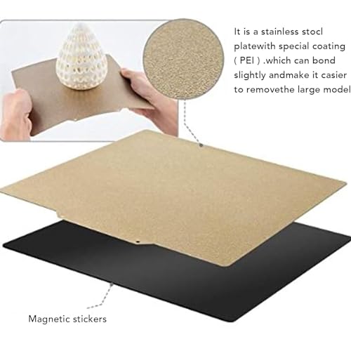 510x510mm Double Sided PEI Build Plate, Magnetic Flexible Spring Steel Heated Bed Platform, Matte Finish 3D Printer Build Surface Compatible with PLA ABS PETG TPU