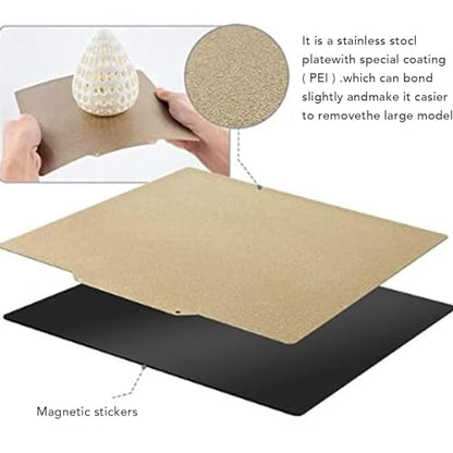 510x510mm Double Sided PEI Build Plate, Magnetic Flexible Spring Steel Heated Bed Platform, Matte Finish 3D Printer Build Surface Compatible with PLA ABS PETG TPU