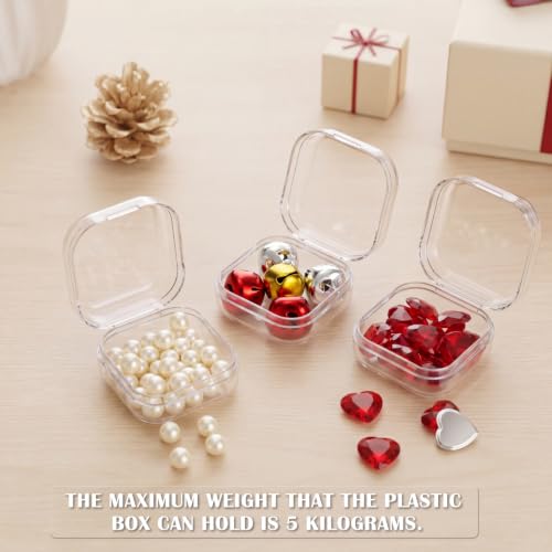 SATINIOR 24 Pcs Small Clear Plastic Container Box, 1.4 x 1.4 x 0.7 in - size: 1.37 x 1.37 x 0.7 Inches