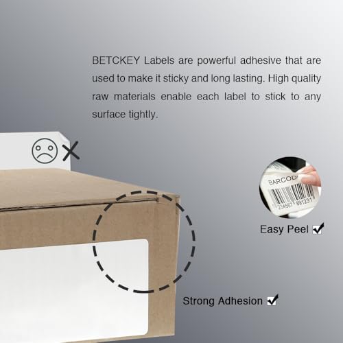 BETCKEY 2.25" x 1.25" (57 mm x 32 mm) Thermal Labels,6 Roll/Removable Film