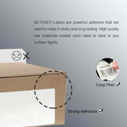 BETCKEY 2.25" x 1.25" (57 mm x 32 mm) Thermal Labels,6 Roll/Removable Film