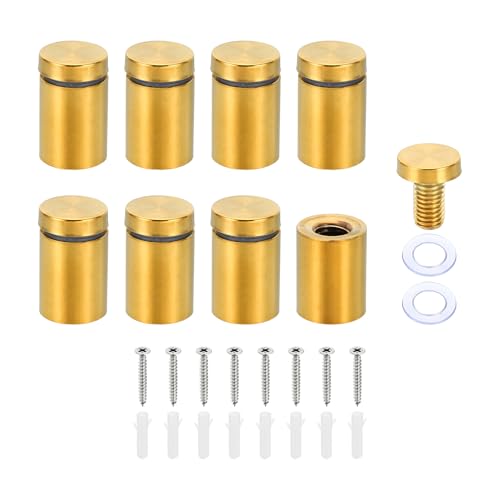 PATIKIL 3/4 x 1.2 Inch Sign Standoff Screws, 8 Set Stainless Steel Wall Standoff Mounting Hardware Advertising Glass Nail for Hanging Acrylic Picture Frame Acrylic Panel, Gold - color: Gold, size: 3/4 x 1.2 Inch