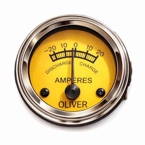 Oliver Tractor Gauge Set Temperature + Oil Pressure + Amp Meter 2” Yellow Dial Chrome Bezel,Fits Oliver Super 44 55 66 77 88 440 660, Replaces 7K344 1HA-344A 608744A 1HA7353 608747A (3 Pack)