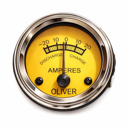 Oliver Tractor Gauge Set Temperature + Oil Pressure + Amp Meter 2” Yellow Dial Chrome Bezel,Fits Oliver Super 44 55 66 77 88 440 660, Replaces 7K344 1HA-344A 608744A 1HA7353 608747A (3 Pack)