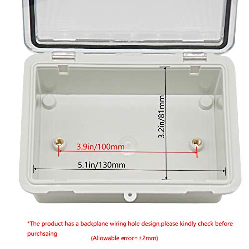 Zulkit 2pcs Junction Box ABS Plastic Dustproof Waterproof IP65 Electrical Boxes Hinged Shell Outdoor Universal Project Enclosure Clear Cover with 2 Cable Glands 5.9 x 3.9 x 2.8 inch (150x100x70 mm) - size: 5.9" x 3.9" x 2.8"(2pcs)