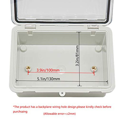 Zulkit 2pcs Junction Box ABS Plastic Dustproof Waterproof IP65 Electrical Boxes Hinged Shell Outdoor Universal Project Enclosure Clear Cover with 2 Cable Glands 5.9 x 3.9 x 2.8 inch (150x100x70 mm) - size: 5.9" x 3.9" x 2.8"(2pcs)