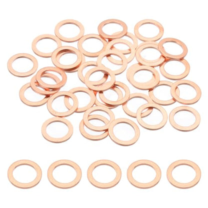 PATIKIL 35PCS M8 Copper Washers, M8x12x1mm Copper Crush Washer Metric Flat Washers Sealing Washers Assortment Kit Oil Drain Plug Gasket Ring for Automotive Battery Vehicles Screws Bolt - size: M8x12x1mm