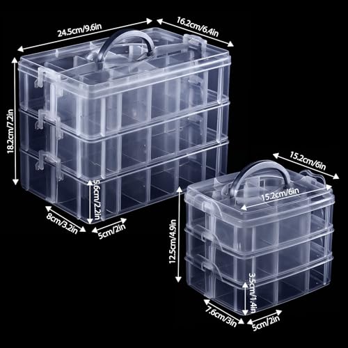 Bead Organizer, Funtopia 2 Pack Craft Storage with Removable Dividers