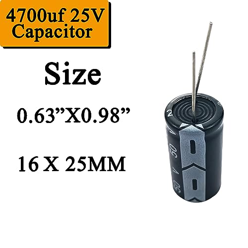 Aluminum Electrolytic Capacitor Assortment - 12x 4700uF 25V, 16x25MM for DIY Soldering & Arduino Kits