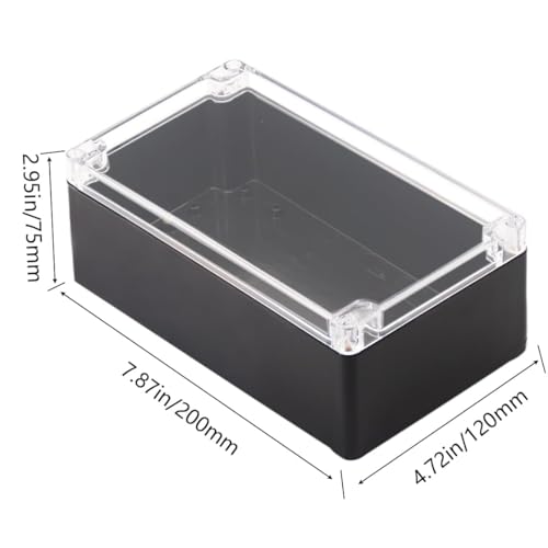 Project Box IP65 Waterproof Junction Box ABS Plastic Black Electrical Boxes DIY Electronic Project Case Power Enclosure Clear Cover 7.87"x4.72"x2.95" - color: Clear, size: 7.87"x4.72"x2.95"