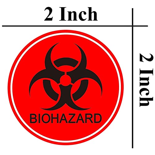 Biohazard Stickers Sign 2 '' Universal Symbol Coated Paper Signs for Labs