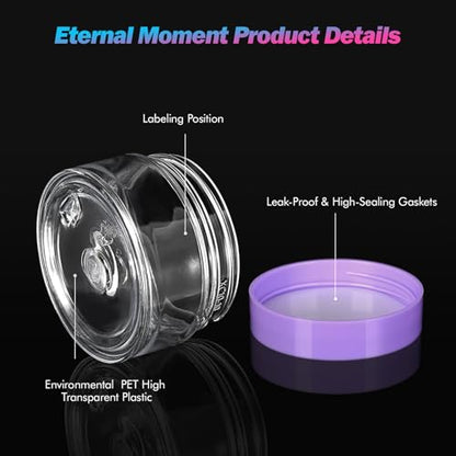 Eternal Moment 36 Pack 1 OZ Plastic Jars Clear Cosmetic Container with Lids - color: Purple Lid, size: 1 Ounce