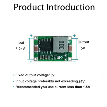 10 Pack MP1584EN 5V Buck Converter Module, Mini360 DC-DC Step Down Voltage Regulator Board 1.8A Output, Wide 5-23V Input for Arduino, RC Models, DIY Electronics - style: 10pcs-5V