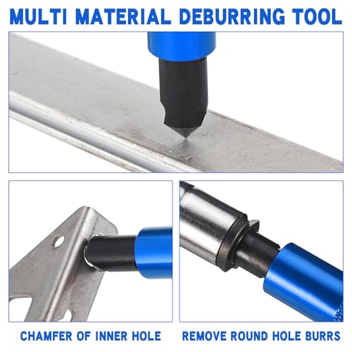 3 Pcs Hand Deburring Tool Kit 2 Countersink Hand Reamer and 1 Deburring Tool with 15 Extra High Speed Steel Swivel Blade for Metal, Resin, Aluminum, Copper, Plastic, 3D Printing, Wood (Blue) - color: Blue