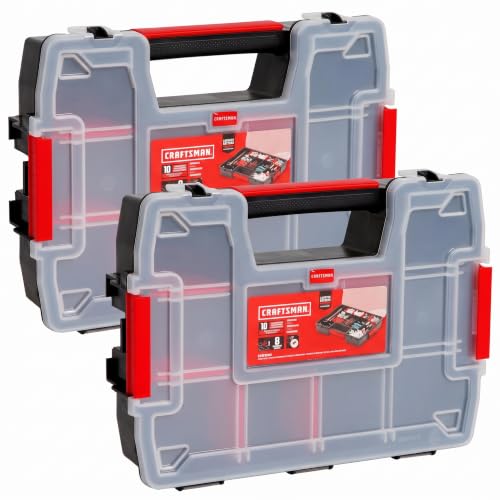 CRAFTSMAN Storage Organizer,Small Parts Organizer with 10-Compartments,Lid Includes Secure Latch (CMST60964M), (Pack of 6) - size: 6 Pack (11.5" L x 2.5" W x 8.5" H), style: Triple Pack