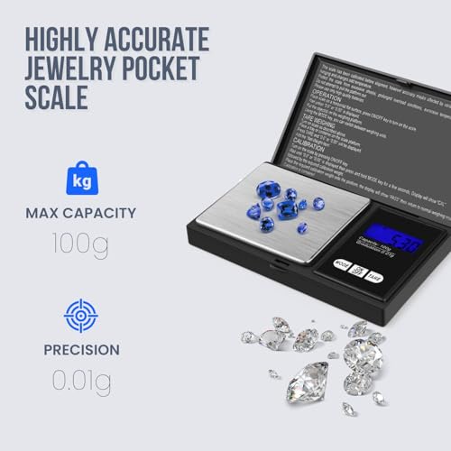 Flexzion Digital Jewelry Scale, 100g x 0.01g Pocket Scale for Gold, Coins