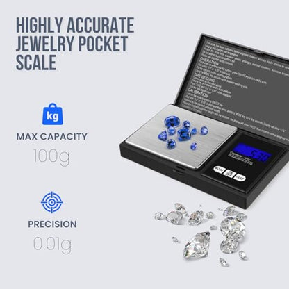 Flexzion Digital Jewelry Scale, 100g x 0.01g Pocket Scale for Gold, Coins