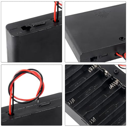 5pcs 6 x AA 9V Battery Holder Case Box with ON/Off Switch and Leads Wire Cover