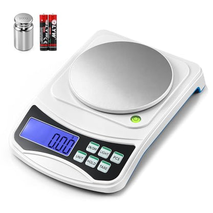 Antstone Lab Scale 1000g x 0.01g Digital Gram Scale with Calibration Weight