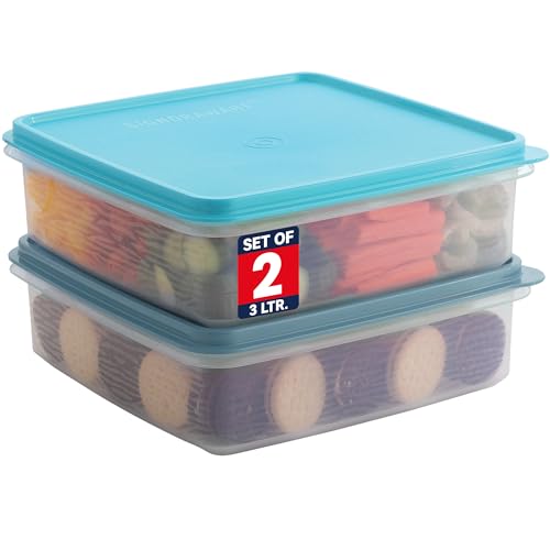 Plastic Storage Containers with Lids – 2-Pack 3L Cupcake Carrier – Leakproof Cookie Storage Containers Airtight – BPA-Free Plastic Containers with Lids for Food Storage, Meal Prep, Leftovers, Cupcakes - color: Blue