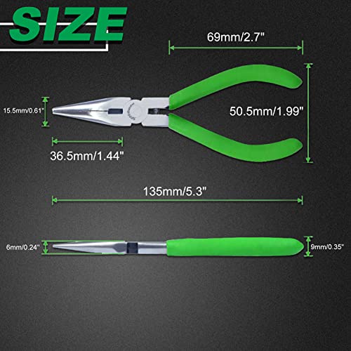 SPEEDWOX Mini Long Nose Pliers 5-1/2 Inches Chain Nose Pliers with Wire Cutter Long Needle Nose Side Cutters Serrated Jaw Precision Jewelry Making Tool for Handcraft Hobby DIY Jewelry Work - style: Long Nose Pliers