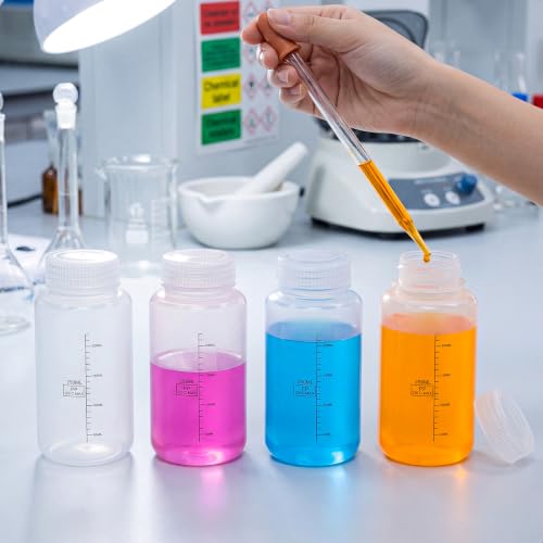 4 Pcs 8 oz Wide Mouth Plastic Bottles, PP Liquid Containers - size: 8 oz