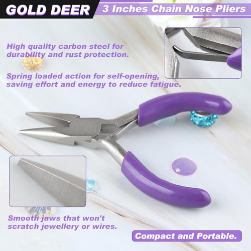 3 Inches Chain Nose Pliers Mini Needle-Nose Pliers Miniature Pocket Plier Mini Jewelry Pliers For Jewelry Making Bending Wire Small Object Gripping Diy Craft Hobby Supplies - style: Chain Nose Pliers