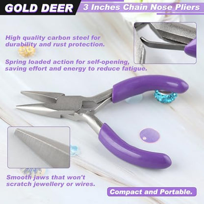 3 Inches Chain Nose Pliers Mini Needle-Nose Pliers Miniature Pocket Plier Mini Jewelry Pliers For Jewelry Making Bending Wire Small Object Gripping Diy Craft Hobby Supplies - style: Chain Nose Pliers