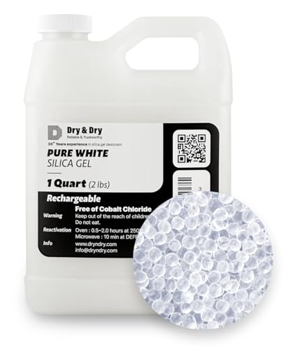 Dry & Dry [1.9 LBS] Premium Pure & Safe White Silica Gel Beads(Industry Standard 3-5 mm) - Rechargeable Silica Beads, Silica Gel, Desiccant Beads, Moisture Absorbers - color: White, size: 1.9 lbs