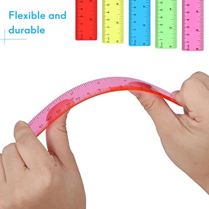Zonon 50 Pcs 6''/12'' Plastic Rulers Bulk Flexible Straight (Pack of 2) - color: Colorful, size: 6inch (Pack of 2)