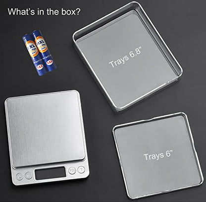 Food Scale Digital Weight Grams and Ounces, 0.001oz/0.01g 500g Kitchen Scale for Food with Backlight LCD Display, Tare, 9 Units, Auto Off, 2 Trays, Batteries Included - Stainless Steel - size: 500g/0.01g
