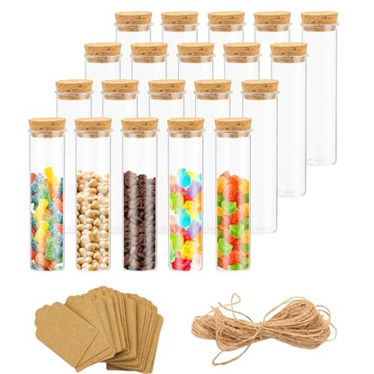 20 Pcs 60ml Plastic Test Tubes with Cork Stoppers, 120x30MM - size: 60 ML
